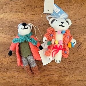 Set of 2 world market felt ornaments
